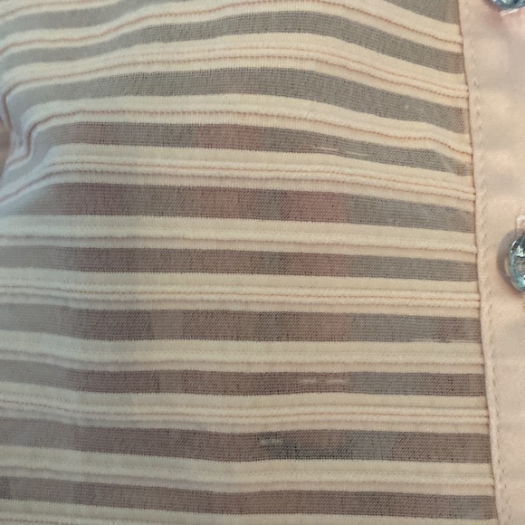 NWT JS collection sheer blush pick rhinestone button down satin collar & cuff 24 - Picture 3 of 9